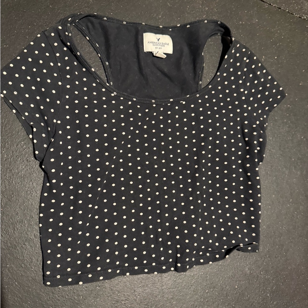 American Eagle Black Crop Cut Out Crop Top